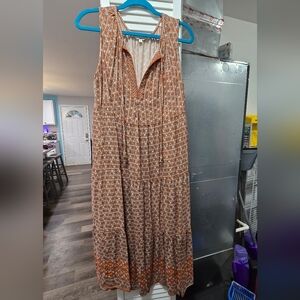 Max Studio London Brown Geometric Maxi Dress